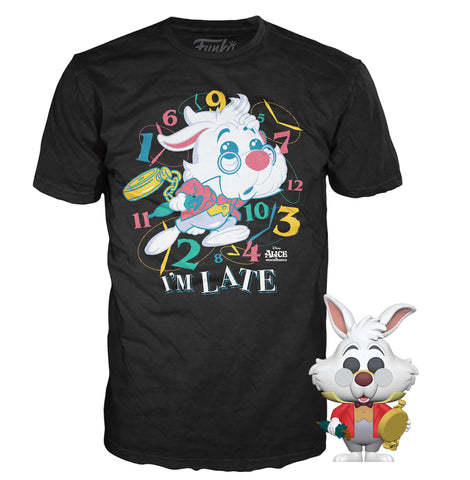 Funko POP! - T-Shirt Bundle - Disney Alice in Wonderland - White Rabbit Flocked - Only at Target - Size Medium